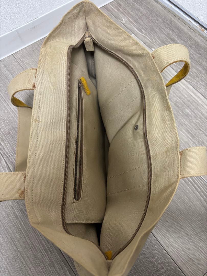 PRADA プラダ キャンバス 三角ロゴ トート バッグ ベージュ イエロー