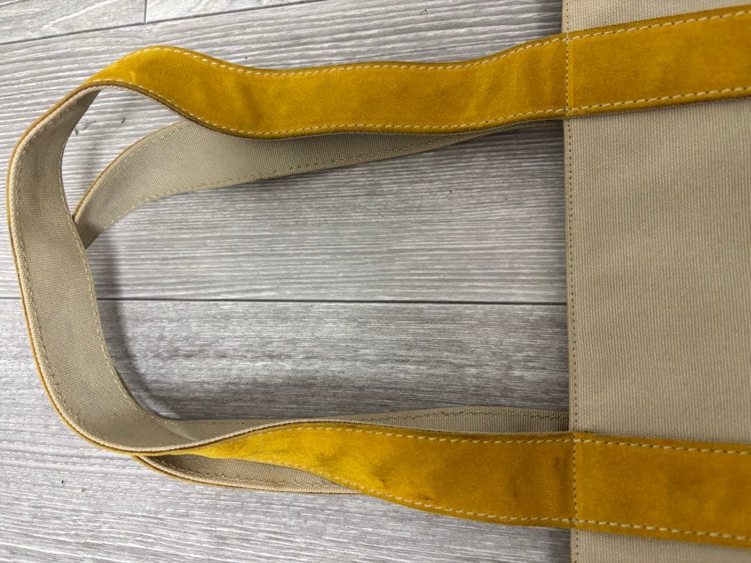 PRADA プラダ キャンバス 三角ロゴ トート バッグ ベージュ イエロー