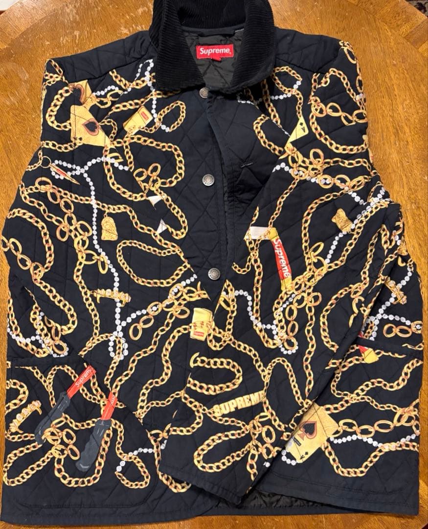 Supreme シュプリーム チェーン柄 キルティングジャケット ブラック