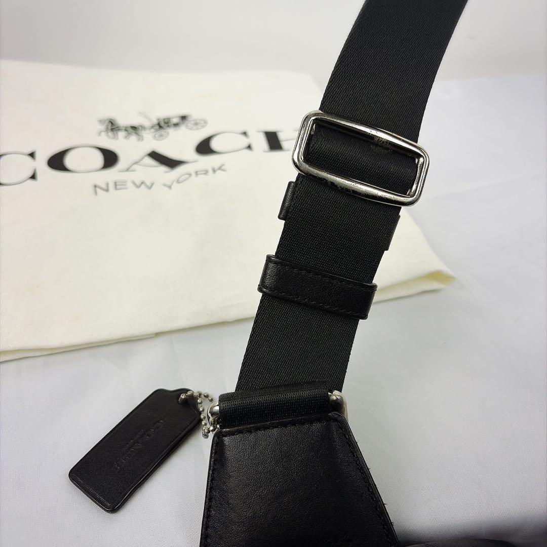 COACH コーチ レザー　PVC クロスボディバッグ シグネチャー　黒