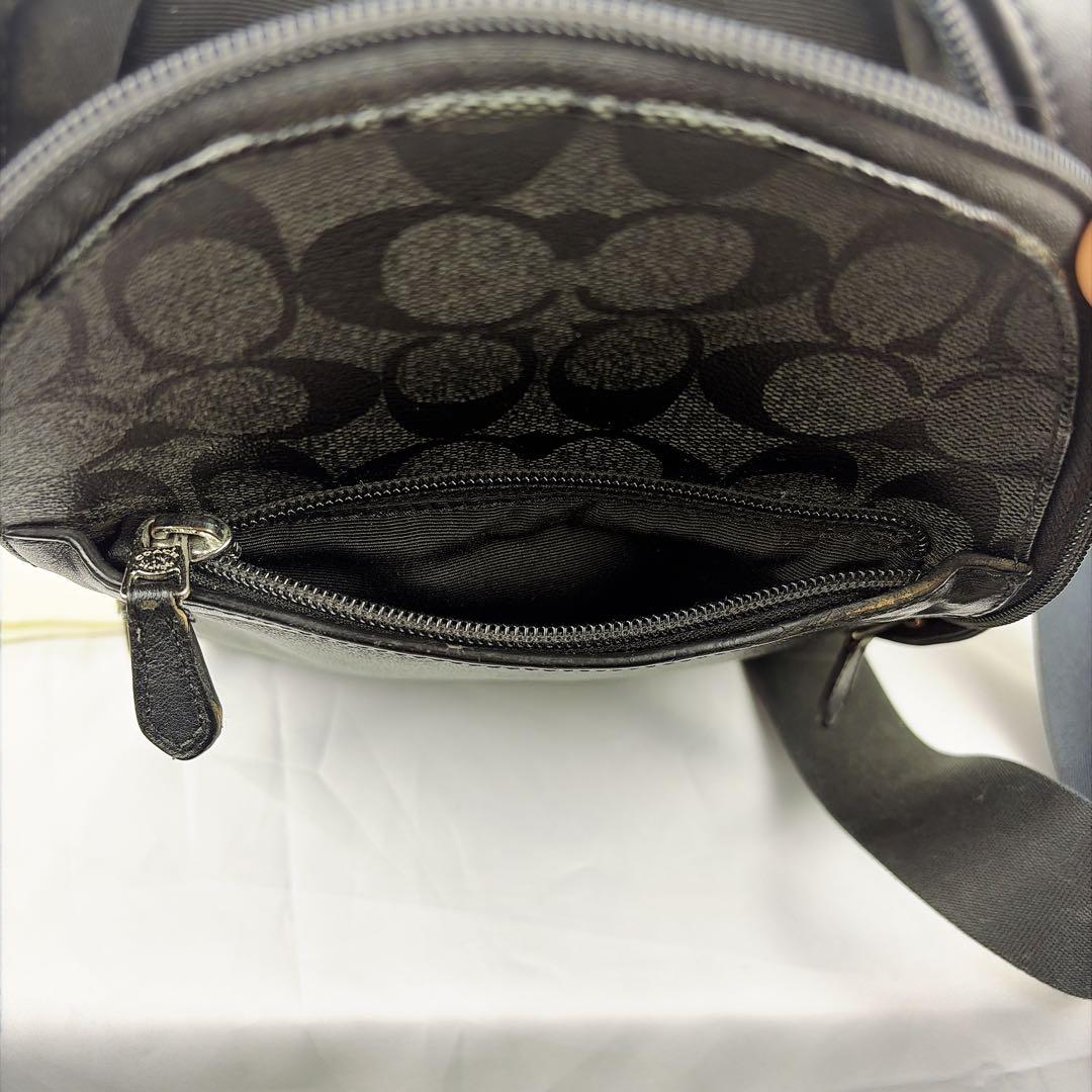 COACH コーチ レザー　PVC クロスボディバッグ シグネチャー　黒