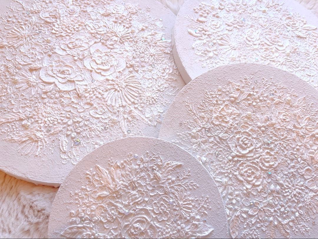 【No.109】 テクスチャーアート　アート　絵画　絵　花　ブーケ　冬　雪