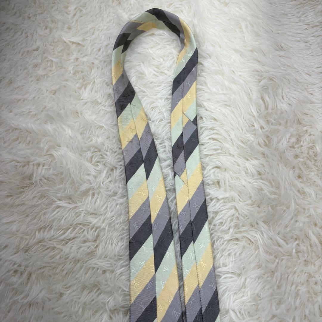 LV ルイヴィトン ストライプ 現行 モノグラム ネクタイ シルク 4色