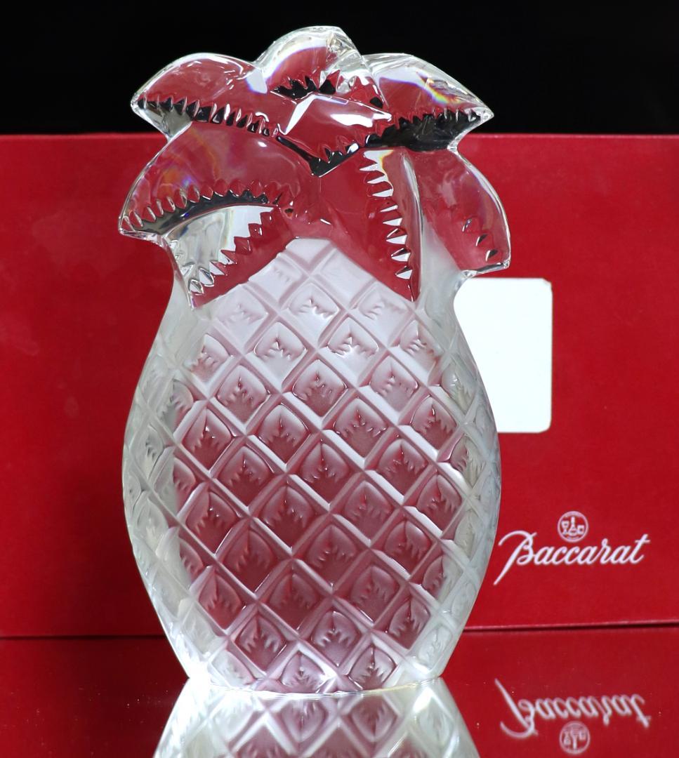 バカラ 珍品 新品箱付き 大型2kg パイナップル置物 フロスト加工 オブジェ