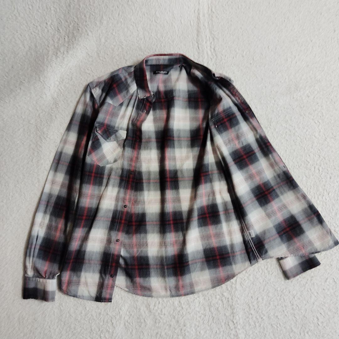 バルマンオム ダメージ加工 ウエスタン シャツ 38 Balmain Homme
