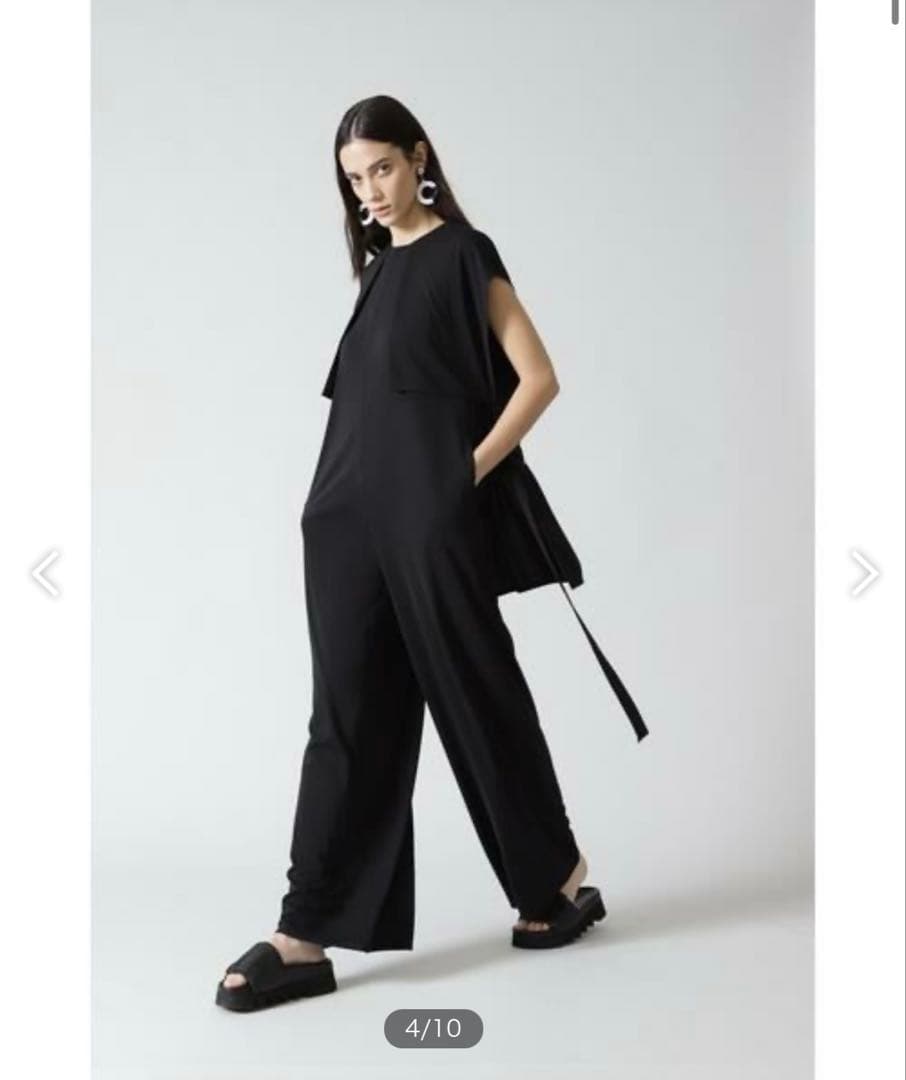 アドーア ドライタッチスムースオールインワンピース 38 レイヤード 黒 ロング