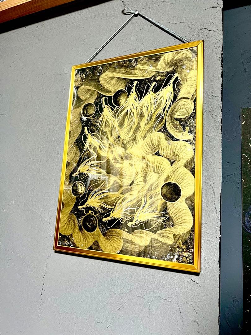 【九頭龍大権現】　開運　置物　龍神　アート　絵　一筆龍　ギベオン　イミラック隕石