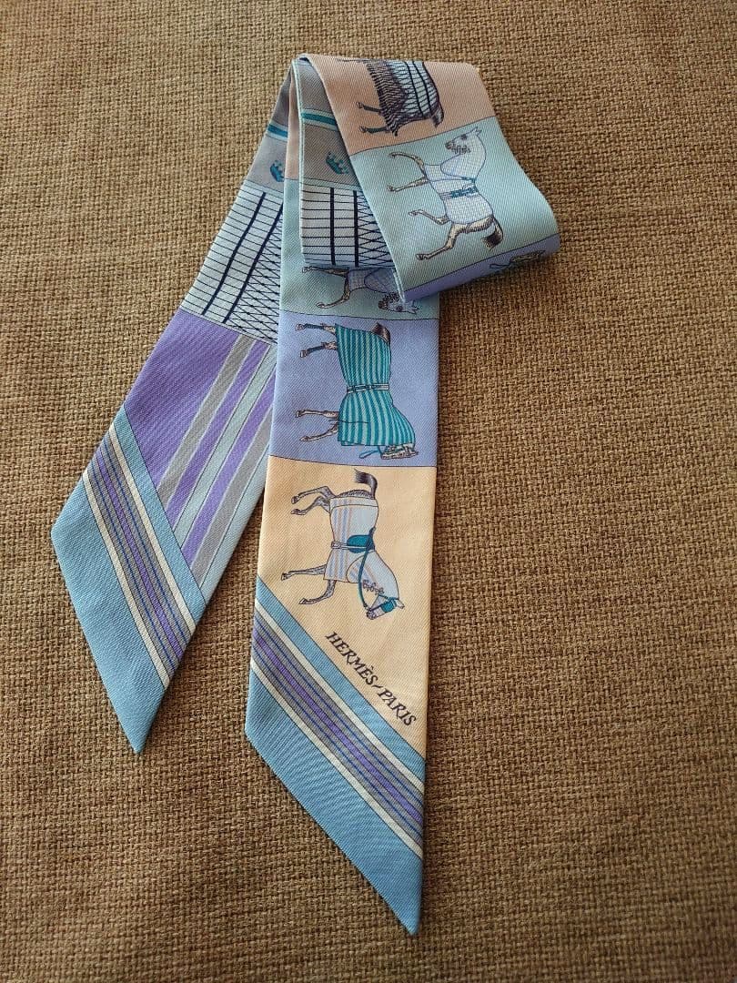 エルメス　ツイリー　馬着　 ブルー系