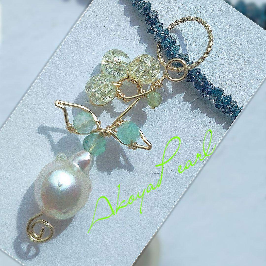 14Kgf ブルー ダイヤモンド　原石　ネックレス 男女兼用　誕生石　贈り物