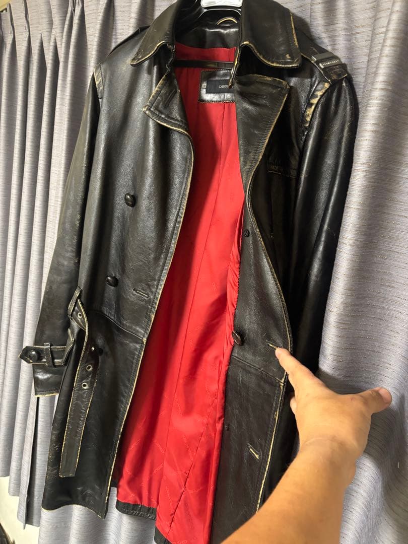 美品 DSQUARED 2 レザー トレンチコート 黒