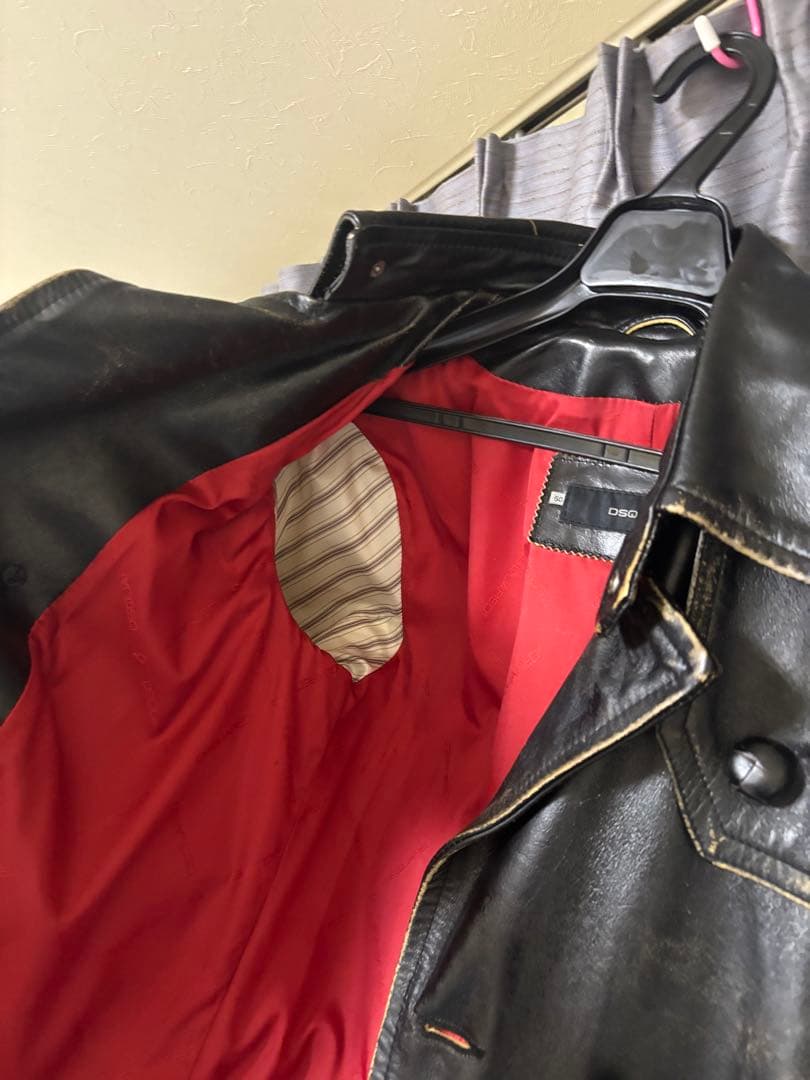 美品 DSQUARED 2 レザー トレンチコート 黒