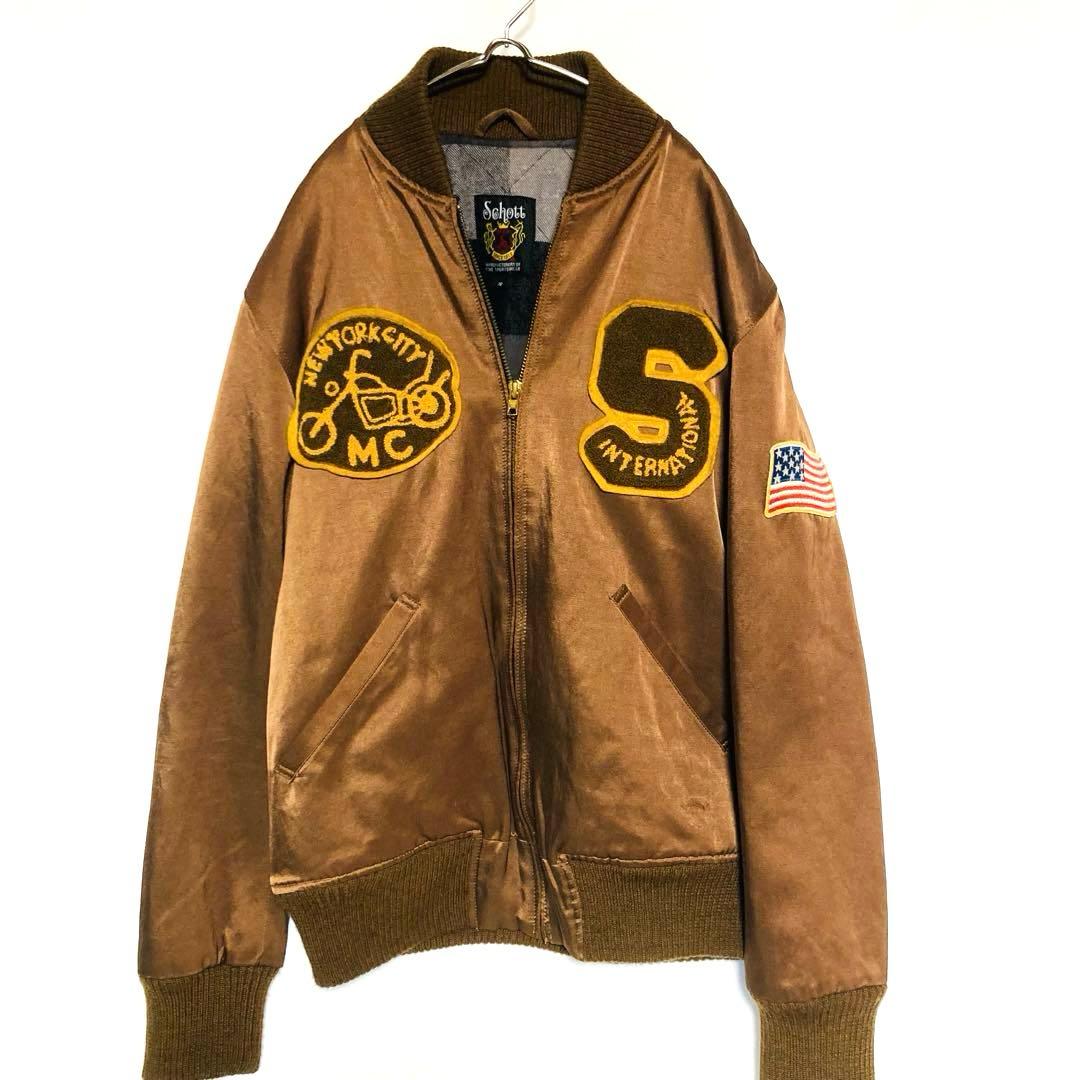 Schott ナイロンツイル フライトジャケット ワッペン 短丈 S（M相当）