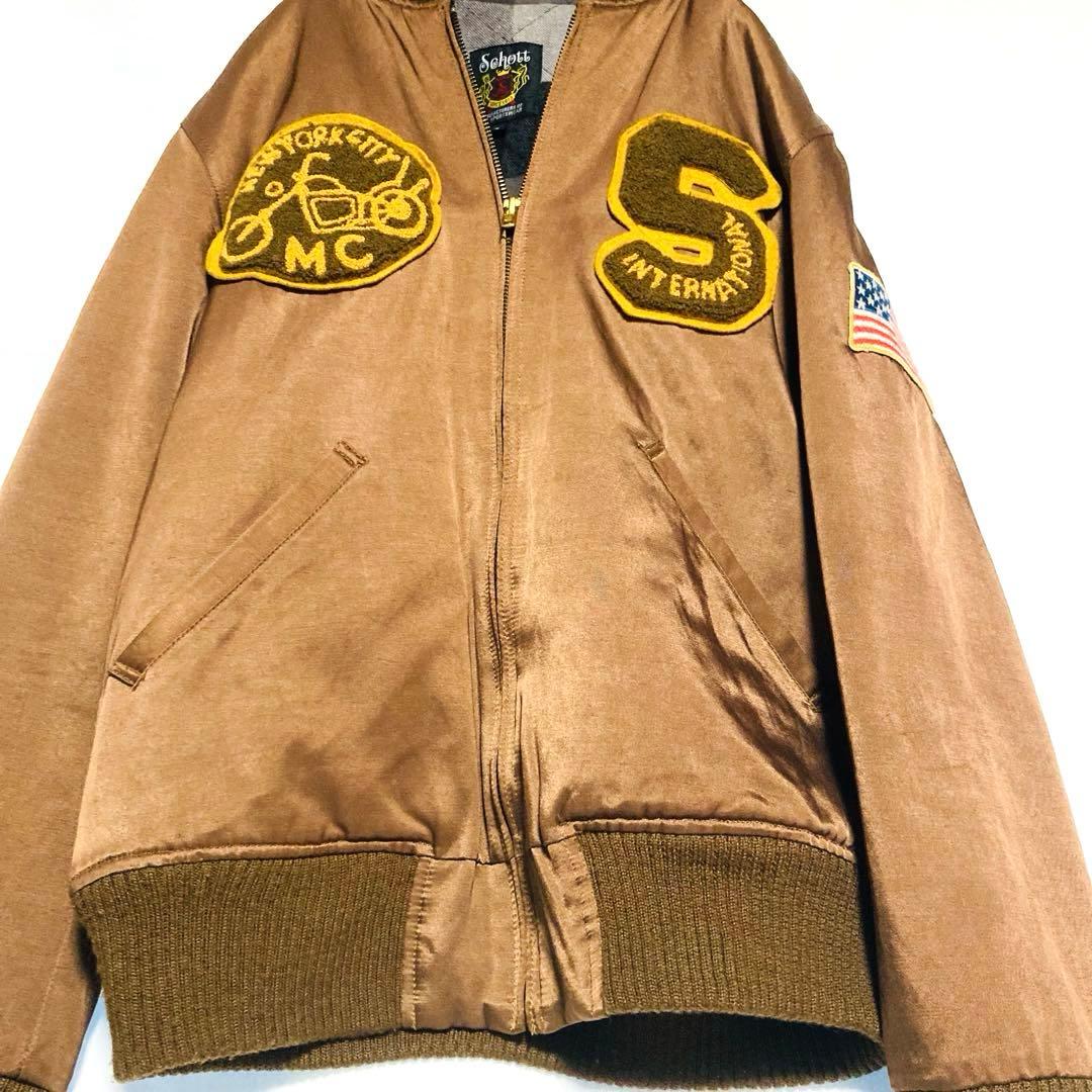 Schott ナイロンツイル フライトジャケット ワッペン 短丈 S（M相当）