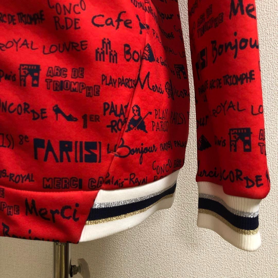 キャロウェイ ダブルジップ ボンディング パーカー 裏起毛 レッド 総柄 L