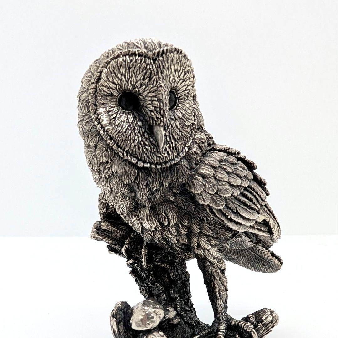 【希少・重量230g】英国 カントリーアーティスト 純銀張り オブジェ フクロウ