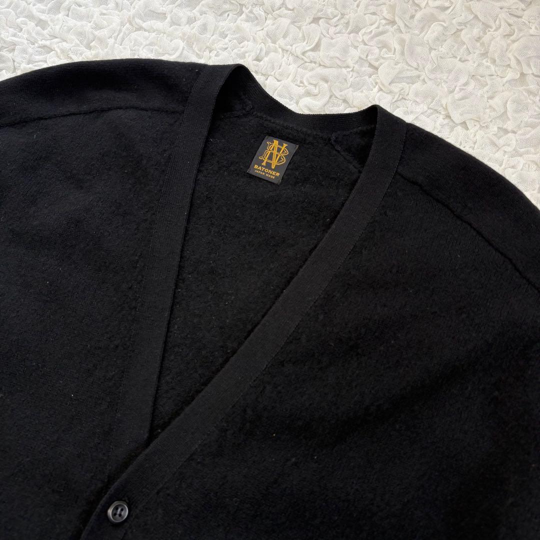 BATONER ヴァージンウール素材　ニットカーディガン　L 黒