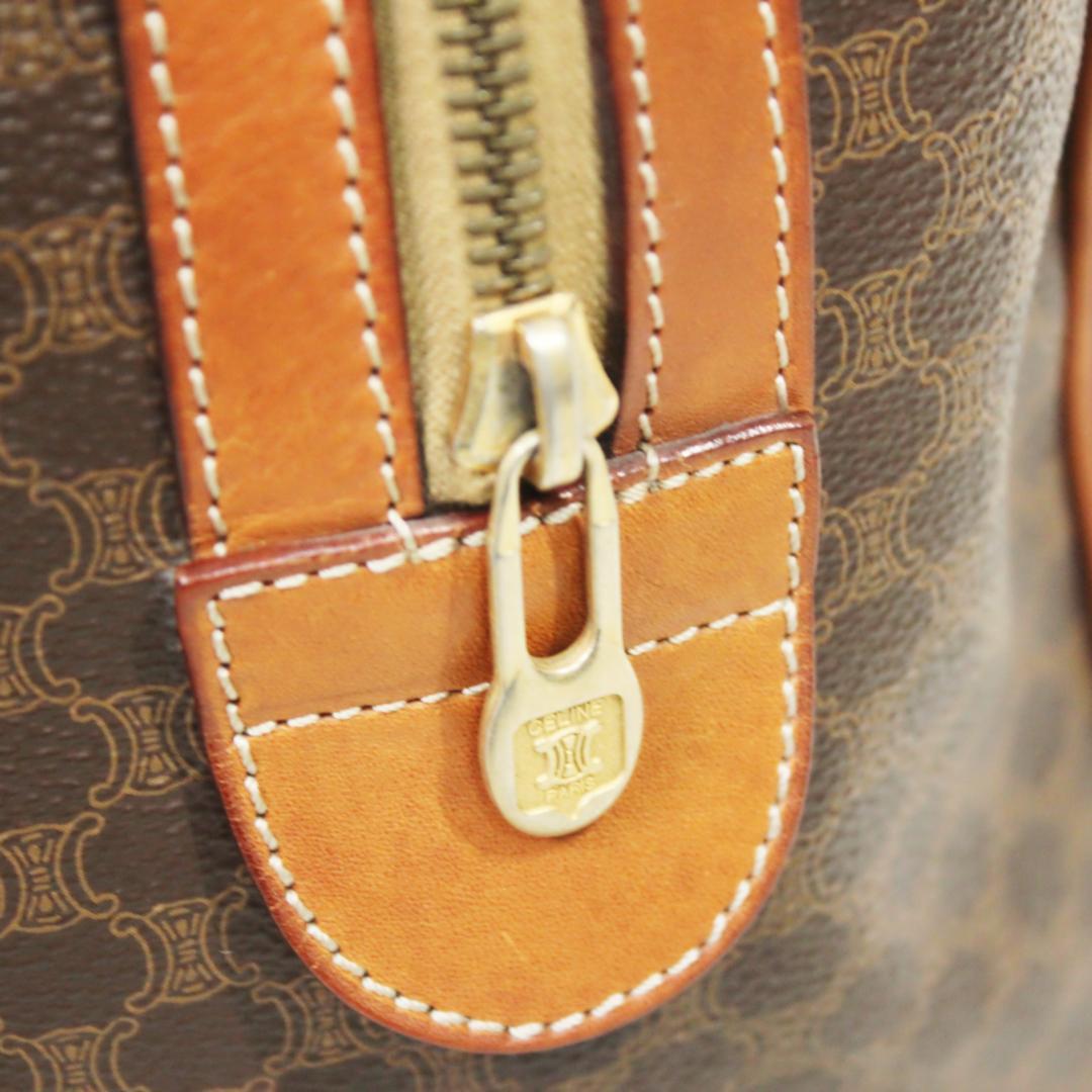 美品 セリーヌ ボストンバッグ ハンドバッグ マカダム PVC レザー ブラウン