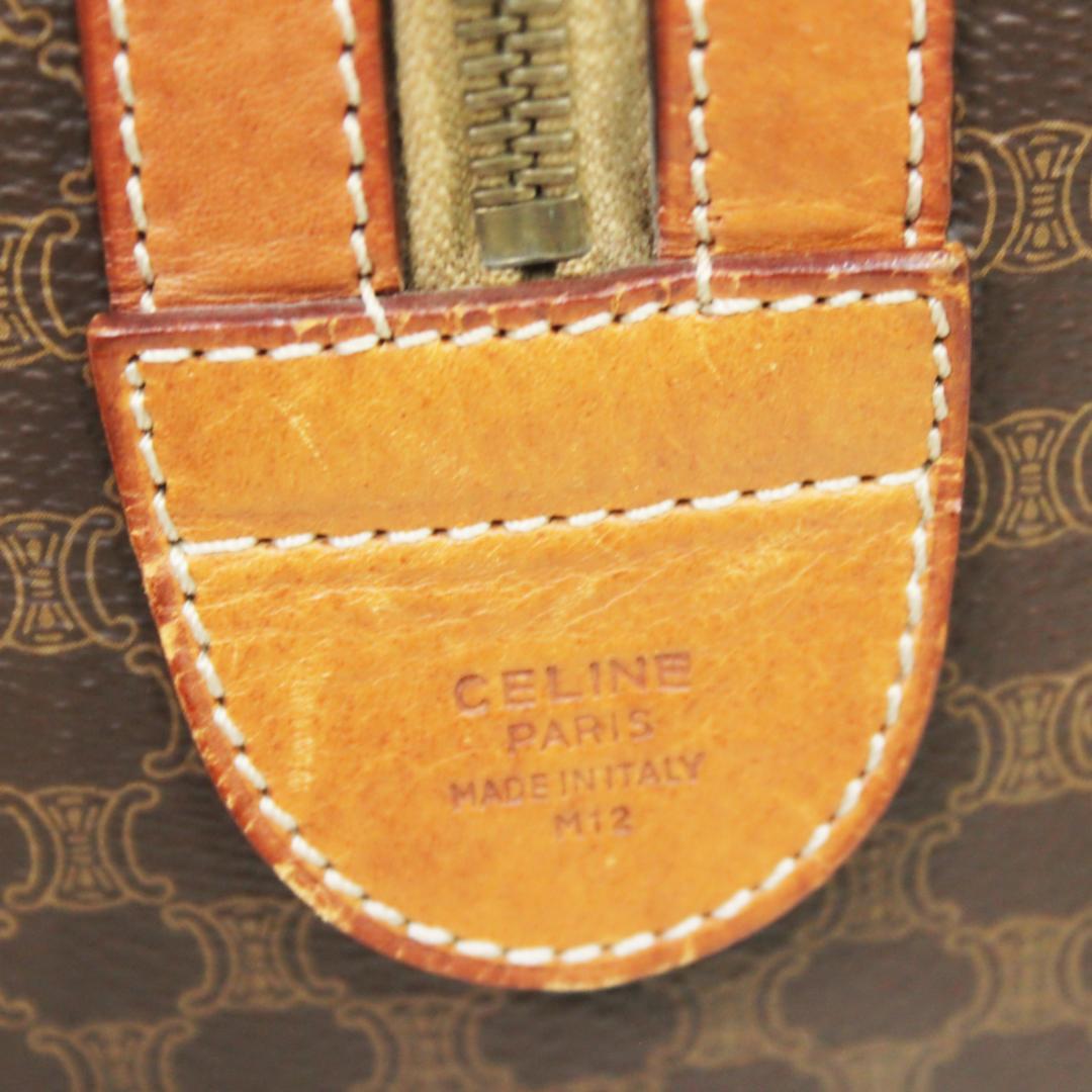 美品 セリーヌ ボストンバッグ ハンドバッグ マカダム PVC レザー ブラウン