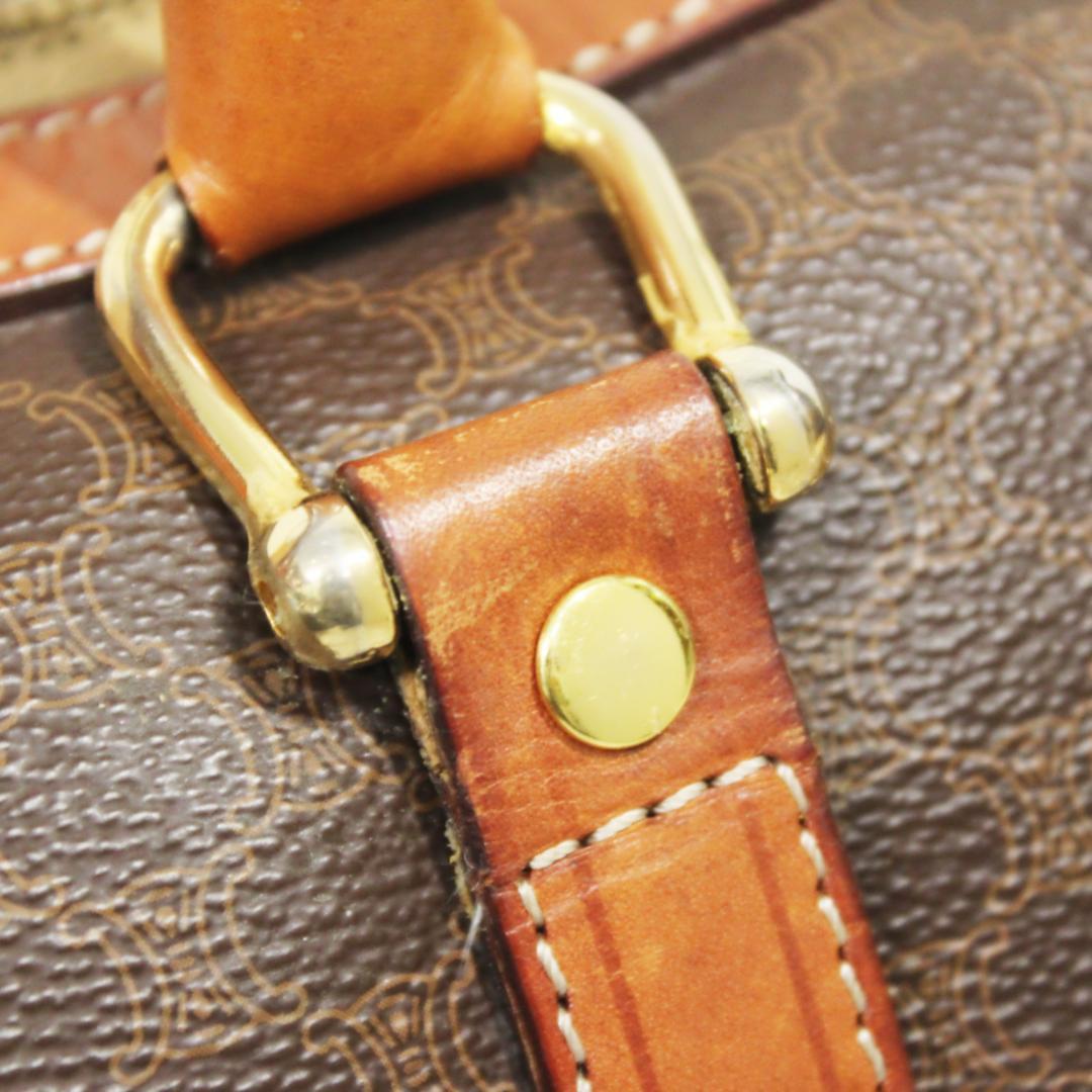 美品 セリーヌ ボストンバッグ ハンドバッグ マカダム PVC レザー ブラウン