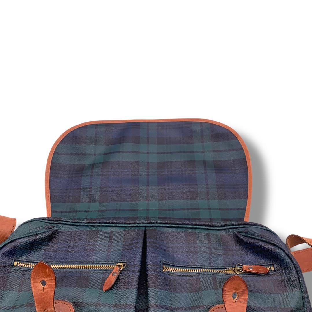 希少　ラルフローレン　レザー　ショルダーバッグ　大きいサイズ　チェック柄