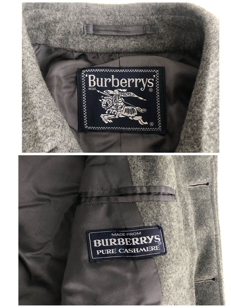 高級 バーバリー カシミヤ100% ステンカラー 貴重　シャドーホース　グレー
