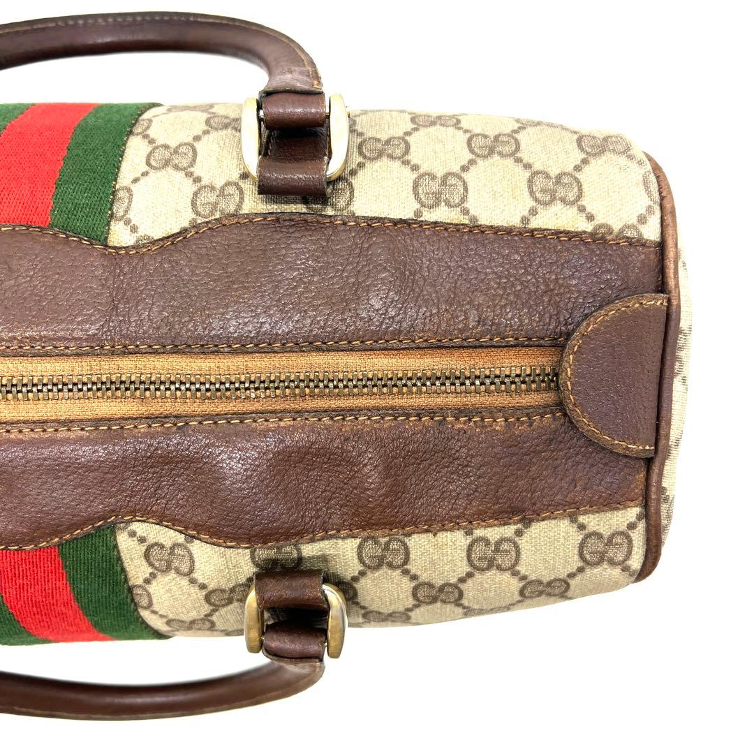 【美品】グッチ ミニボストンバッグ GG シェリーライン