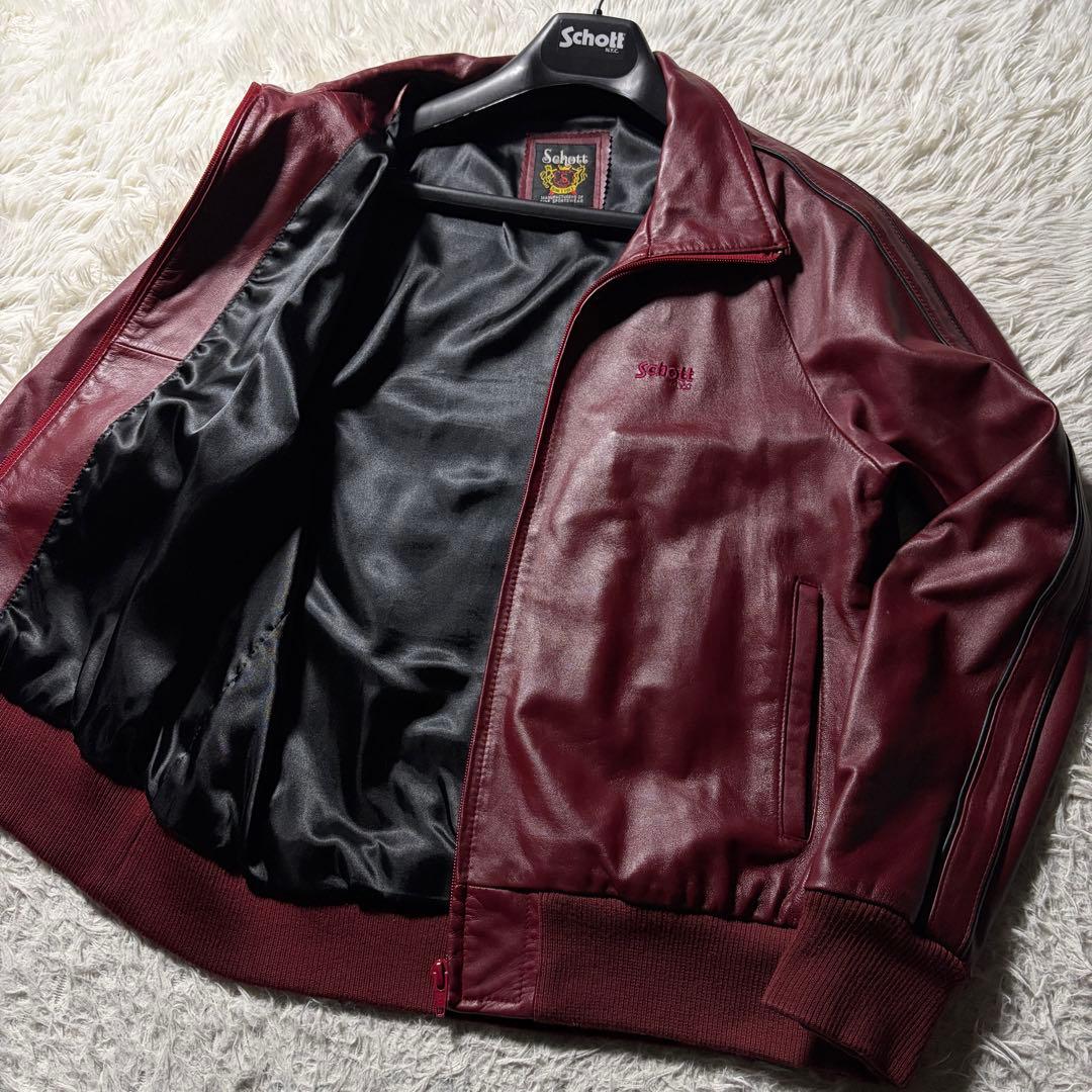 希少カラー■schott トラックジャケット　羊革　ラムレザー ボルドー　L