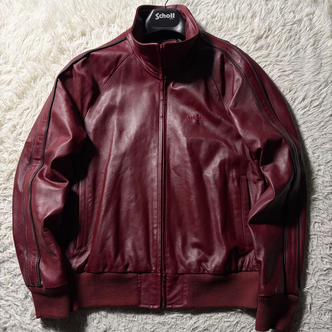 希少カラー■schott トラックジャケット　羊革　ラムレザー ボルドー　L