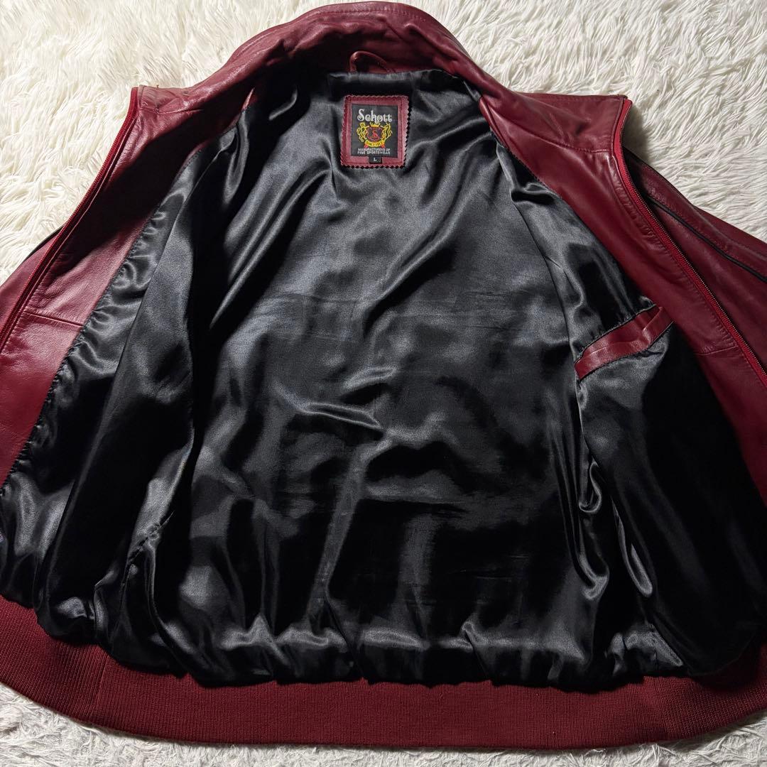 希少カラー■schott トラックジャケット　羊革　ラムレザー ボルドー　L