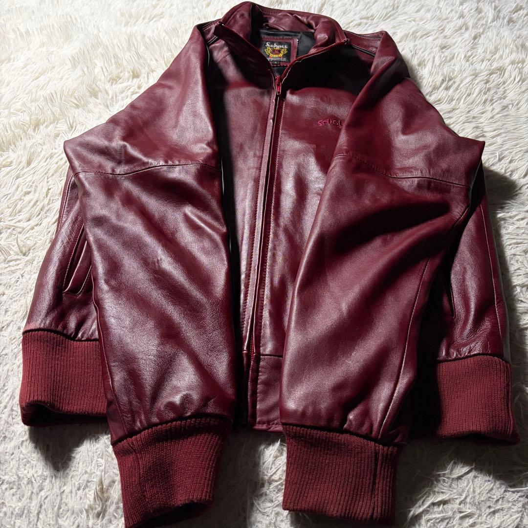 希少カラー■schott トラックジャケット　羊革　ラムレザー ボルドー　L