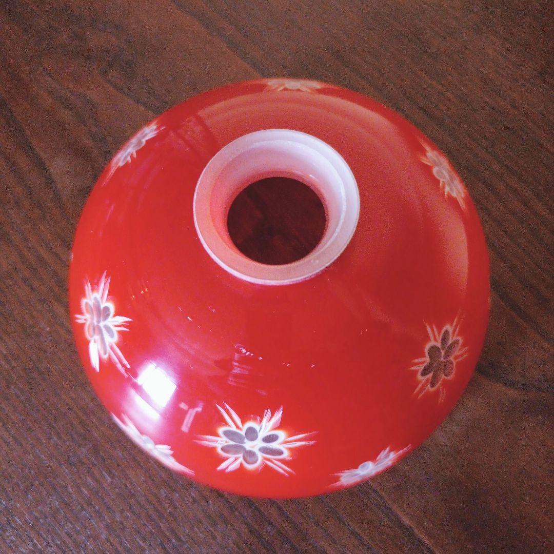 【赤】 切子 電笠 ガラス 花模様 被せ 照明 大正 ライト 乳白 シェード