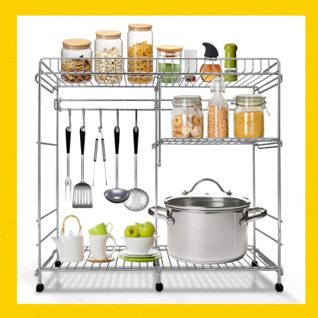 便利なコンロ横収納ラック 3段式 幅53×奥行15×高さ51cm 耐荷重5㎏