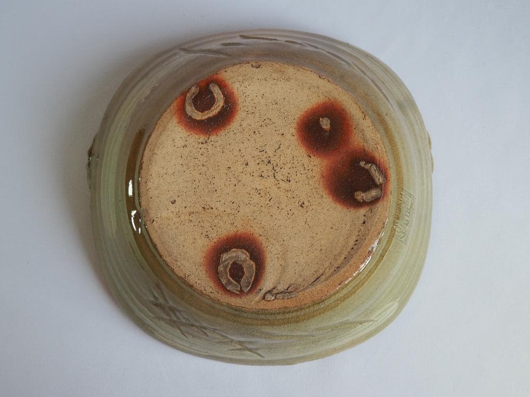 楽山焼（出雲焼）9代長岡住右衛門空味造『刷毛目平水指』（共箱）