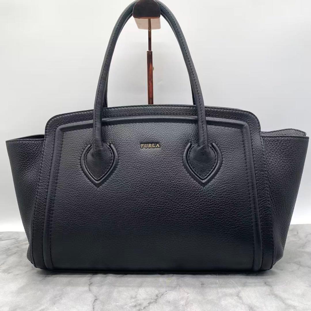 未使用級　フルラ　カレッジ　トートバッグ　A4収納　ブラック　ユニセックス