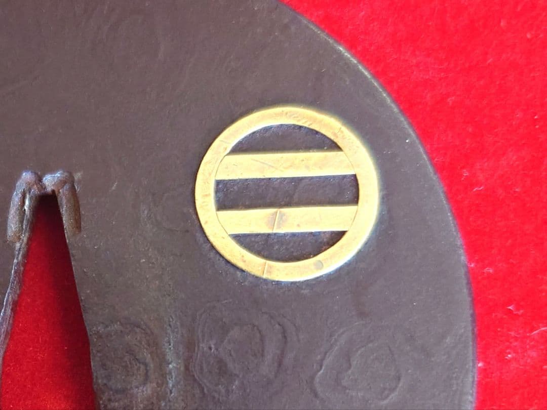 廣重銘時代鉄製 鍔(つば) 金色装飾付き NO 02
