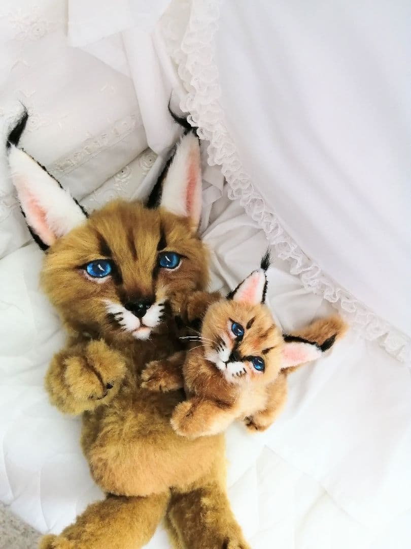 ラピ様オーダー♡カラカル親子♡ママとベビー♡かご♡アートドール♡ぬいぐるみ♡