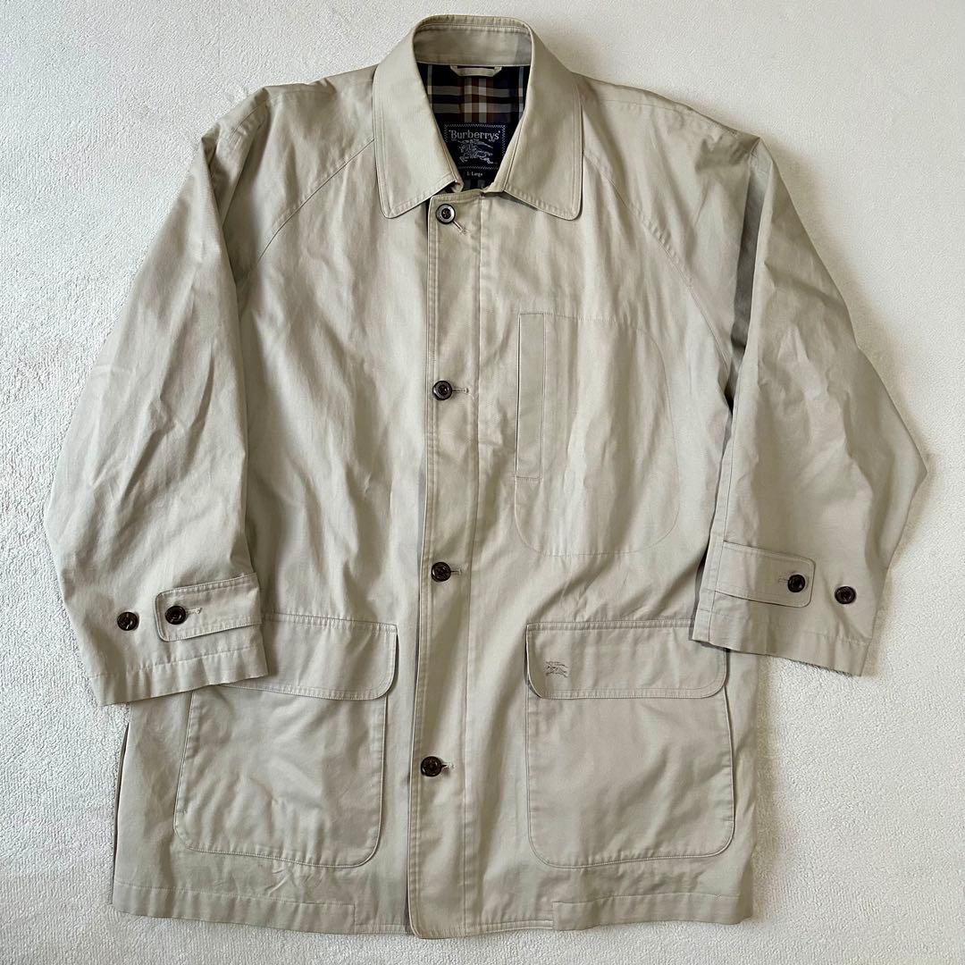 美品 バーバリー ステンカラーコート ノバチェック ベージュ LLサイズ