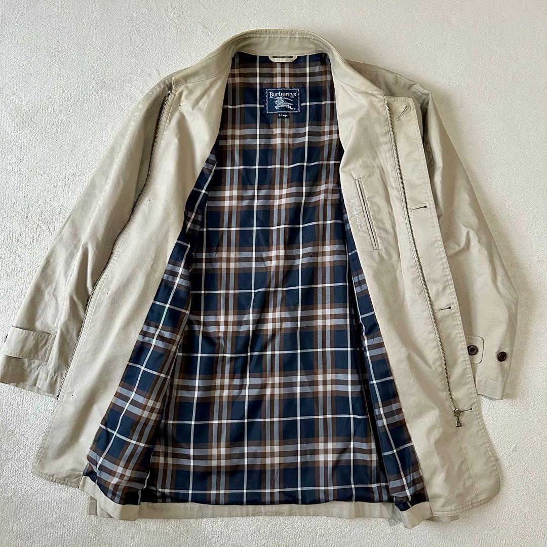 美品 バーバリー ステンカラーコート ノバチェック ベージュ LLサイズ