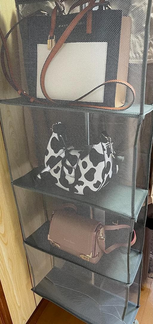 吊り下げ収納 折りたたみ バッグ収納ラック 4段 ハンガー 省スペース