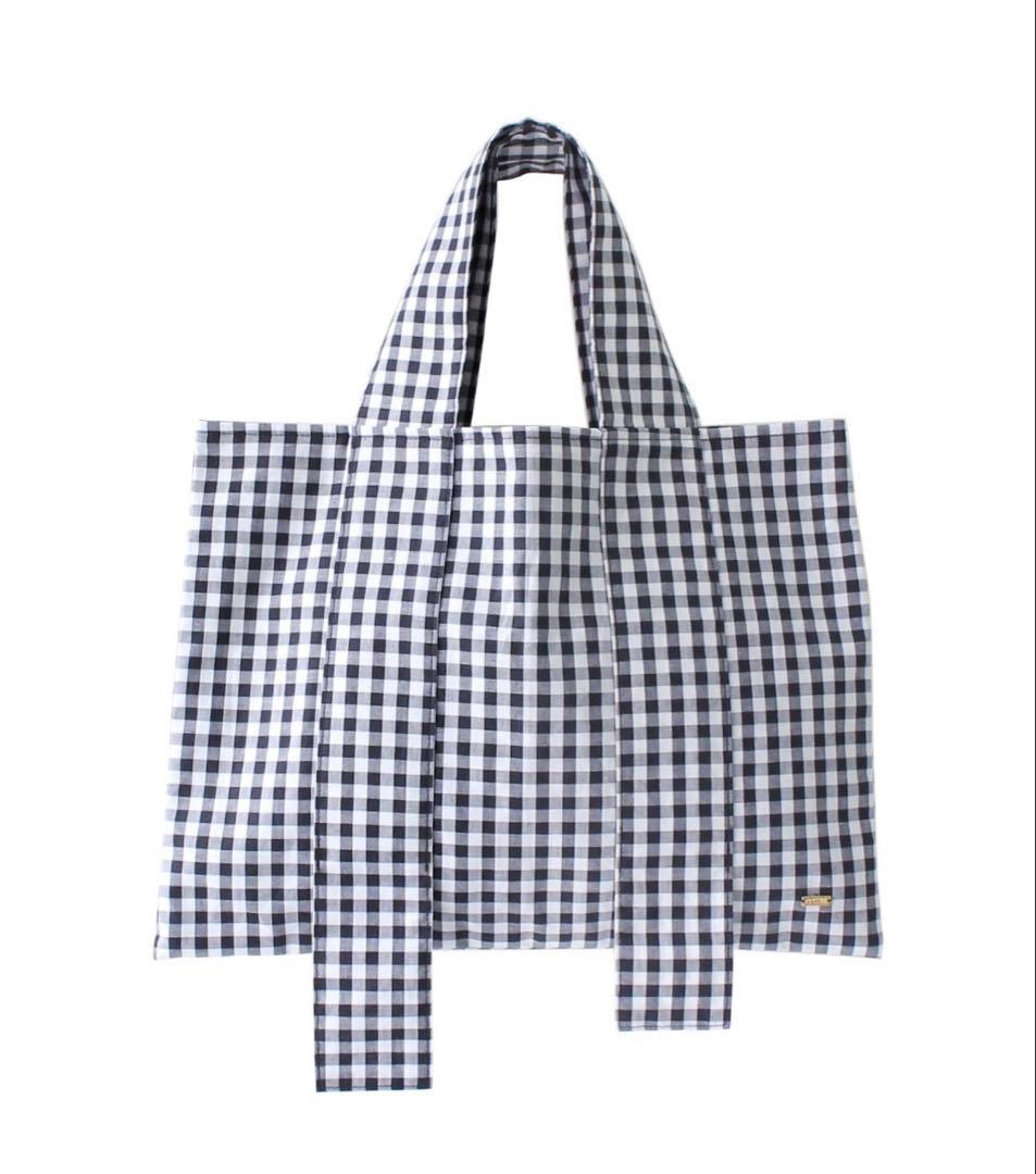 COUDRE クードル ワイドハンドルショートトートバック　黒白ギンガムチェック