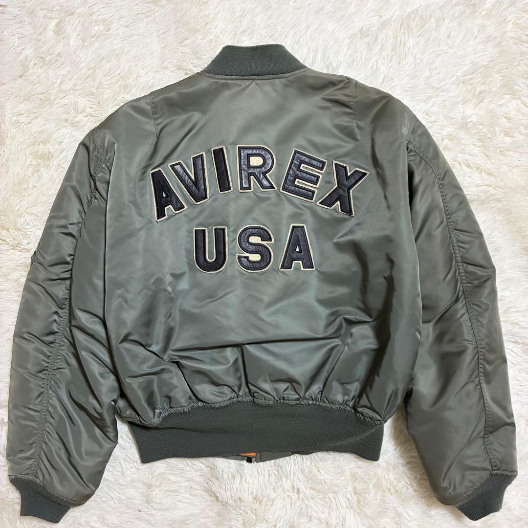 90s AVIREX XL コマーシャルロゴ アーチロゴ フライトジャケット