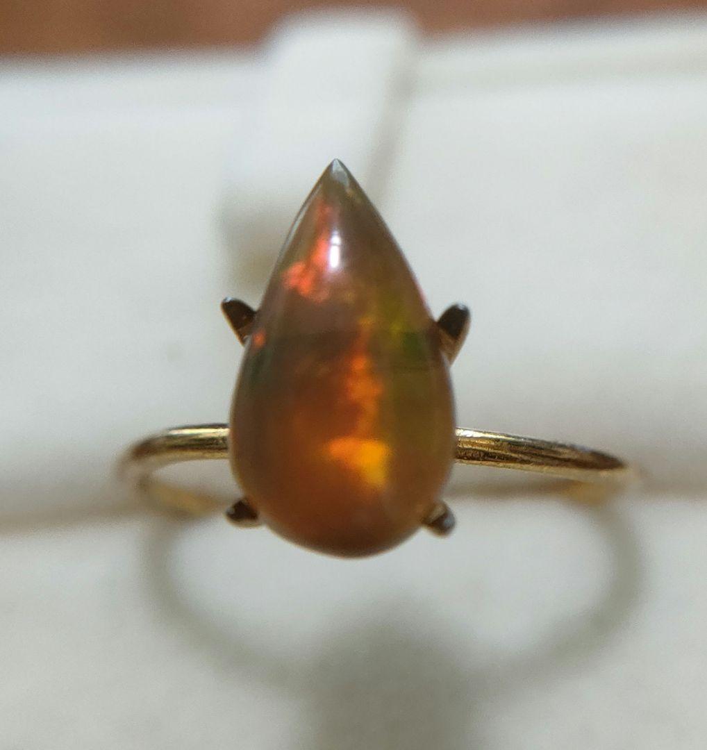 一点物　セミブラックオパールのリング　天然石リング