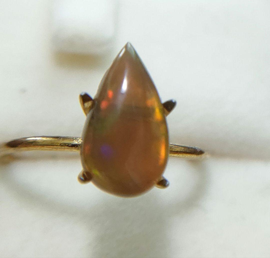 一点物　セミブラックオパールのリング　天然石リング