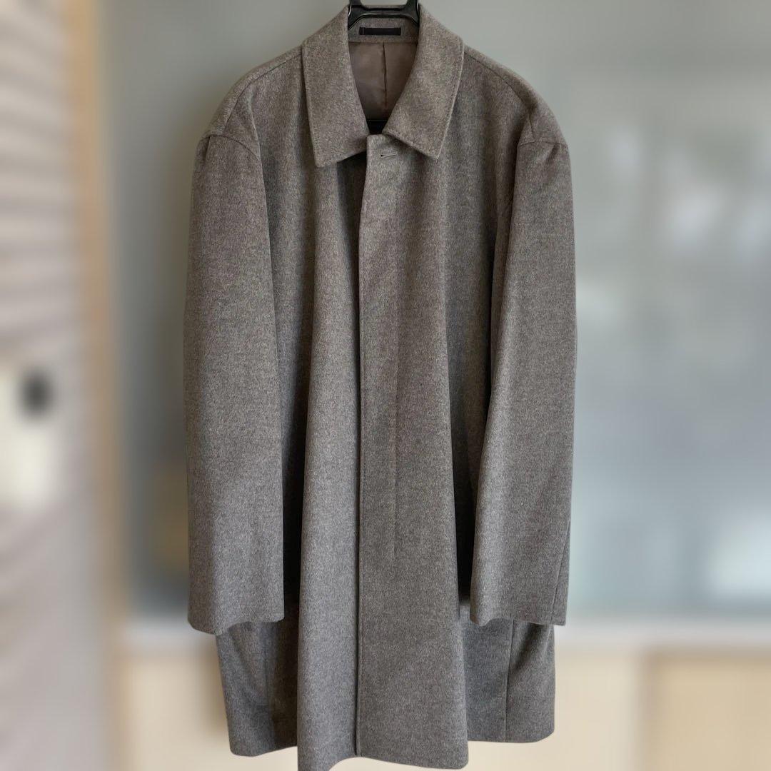 グレー ステンカラーコート カシミアウール混合