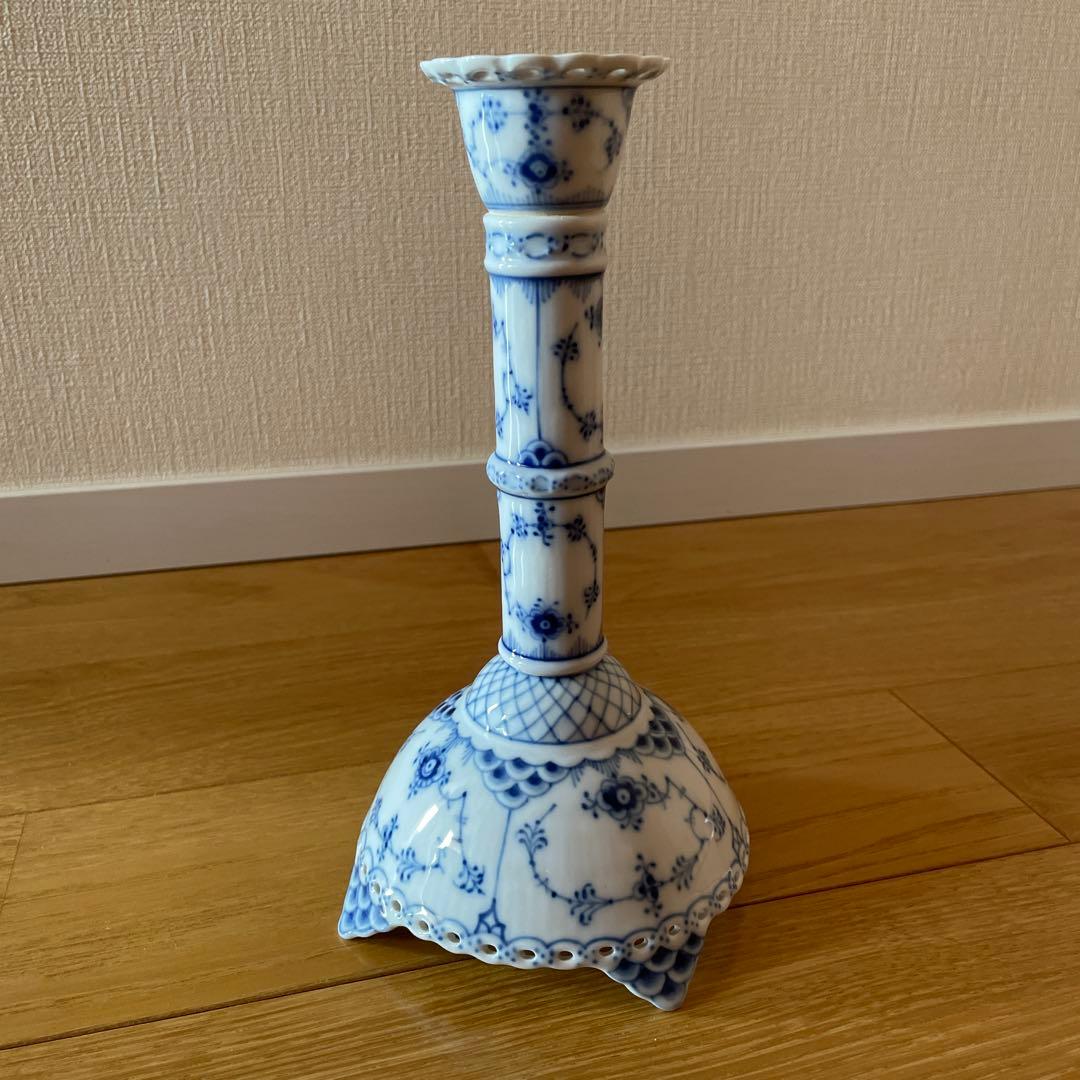 ロイヤルコペンハーゲン　ブルーフルテッドレースキャンドルスタンド　未使用品