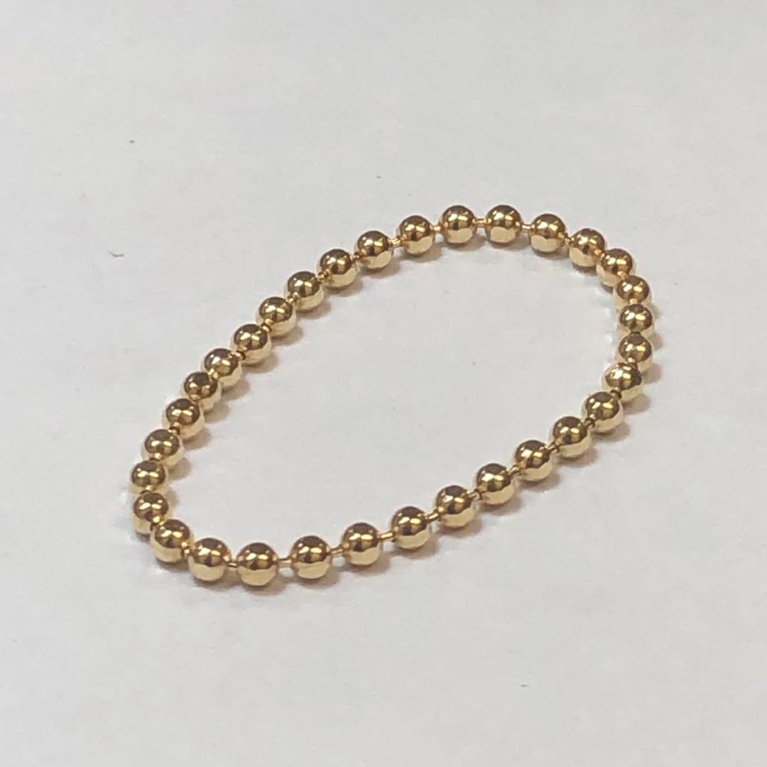 K18 1.5mmカットボール　チェーンリング 18金 イエローゴールド