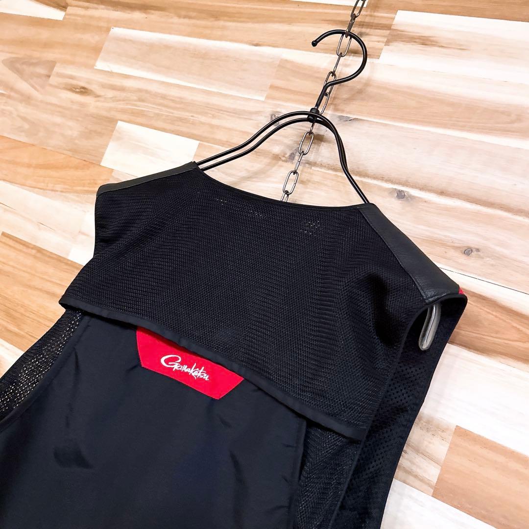 レア/廃番【がまかつ】フィッシングベストGM-2299 鮎ベスト釣り M 黒×赤