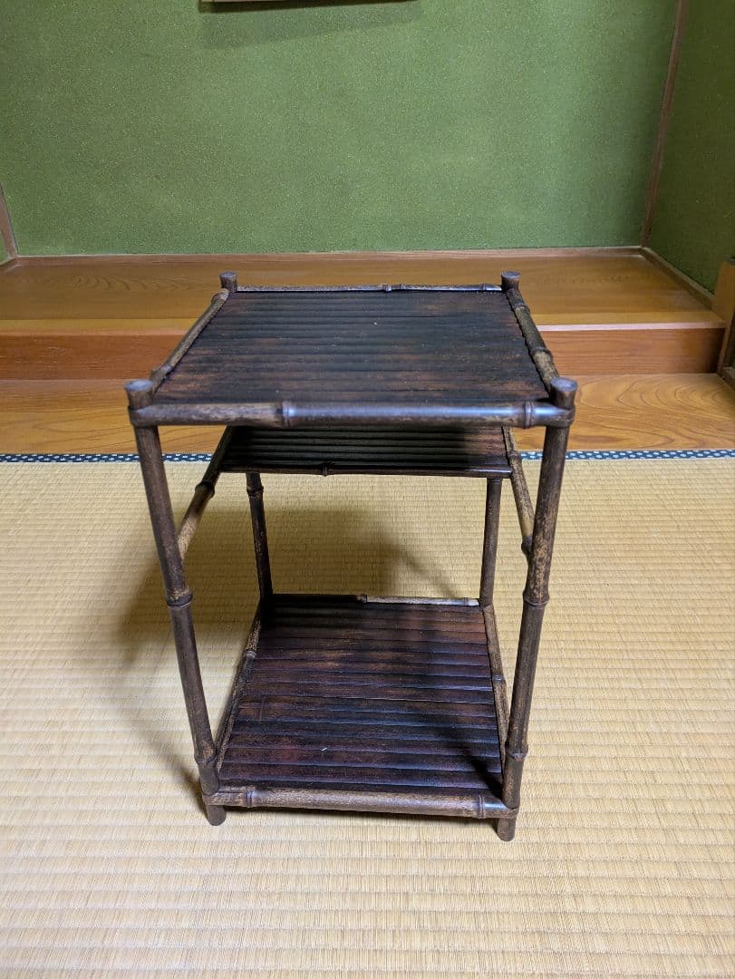 煎茶棚　綾瀬棚　竹製棚　アンティーク　竹工芸　正方棚　ミニ棚