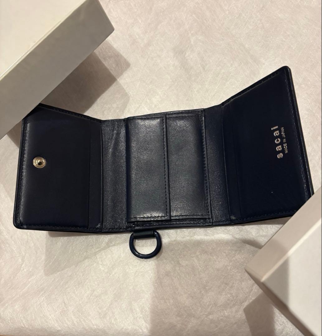 sacai x PORTER / Leather Trifold ネイビー 財布
