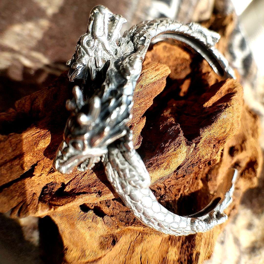 銀製品　Silver925　メンズバングル　龍　ドラゴン　新品